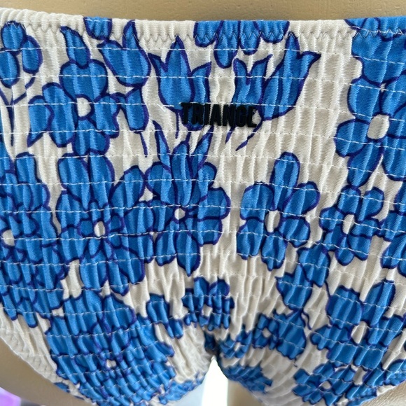Triangl Bikini Bottom Ruched Size M Medium Blue And White Floral - Picture 4 of 8